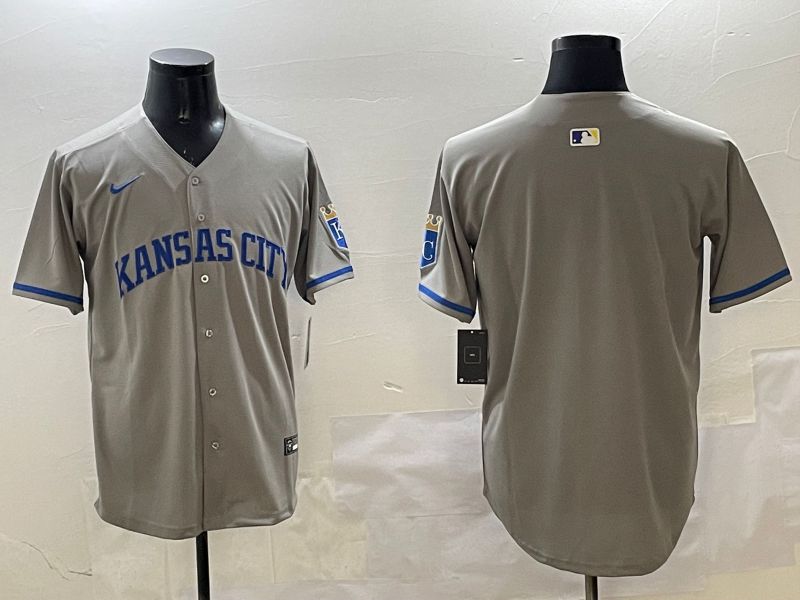 Men Kansas City Royals Blank Grey Game 2025 Nike MLB Jersey style 1